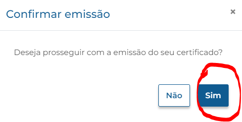 Confirmação final de emissão
